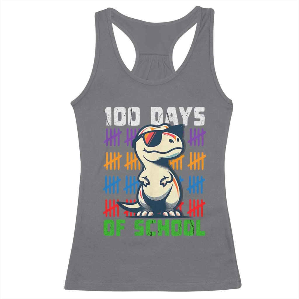 100 Days of School 100th Day Dino Racerback Tank Top TS10 Charcoal Print Your Wear