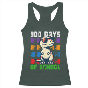 100 Days of School 100th Day Dino Racerback Tank Top TS10 Dark Forest Green Print Your Wear