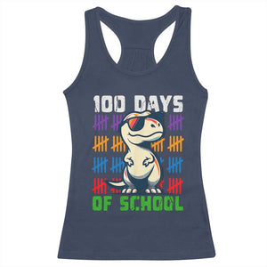 100 Days of School 100th Day Dino Racerback Tank Top TS10 Navy Print Your Wear