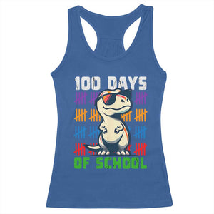 100 Days of School 100th Day Dino Racerback Tank Top TS10 Royal Blue Print Your Wear