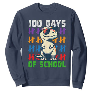 100 Days of School 100th Day Dino Sweatshirt TS10 Navy Print Your Wear