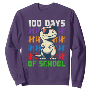 100 Days of School 100th Day Dino Sweatshirt TS10 Purple Print Your Wear