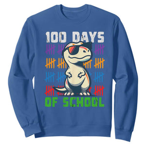 100 Days of School 100th Day Dino Sweatshirt TS10 Royal Blue Print Your Wear