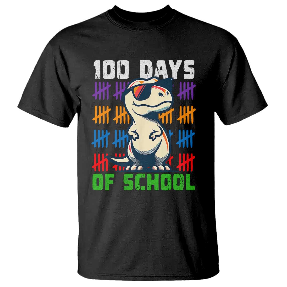 100 Days of School 100th Day Dino T Shirt TS10 Black Print Your Wear