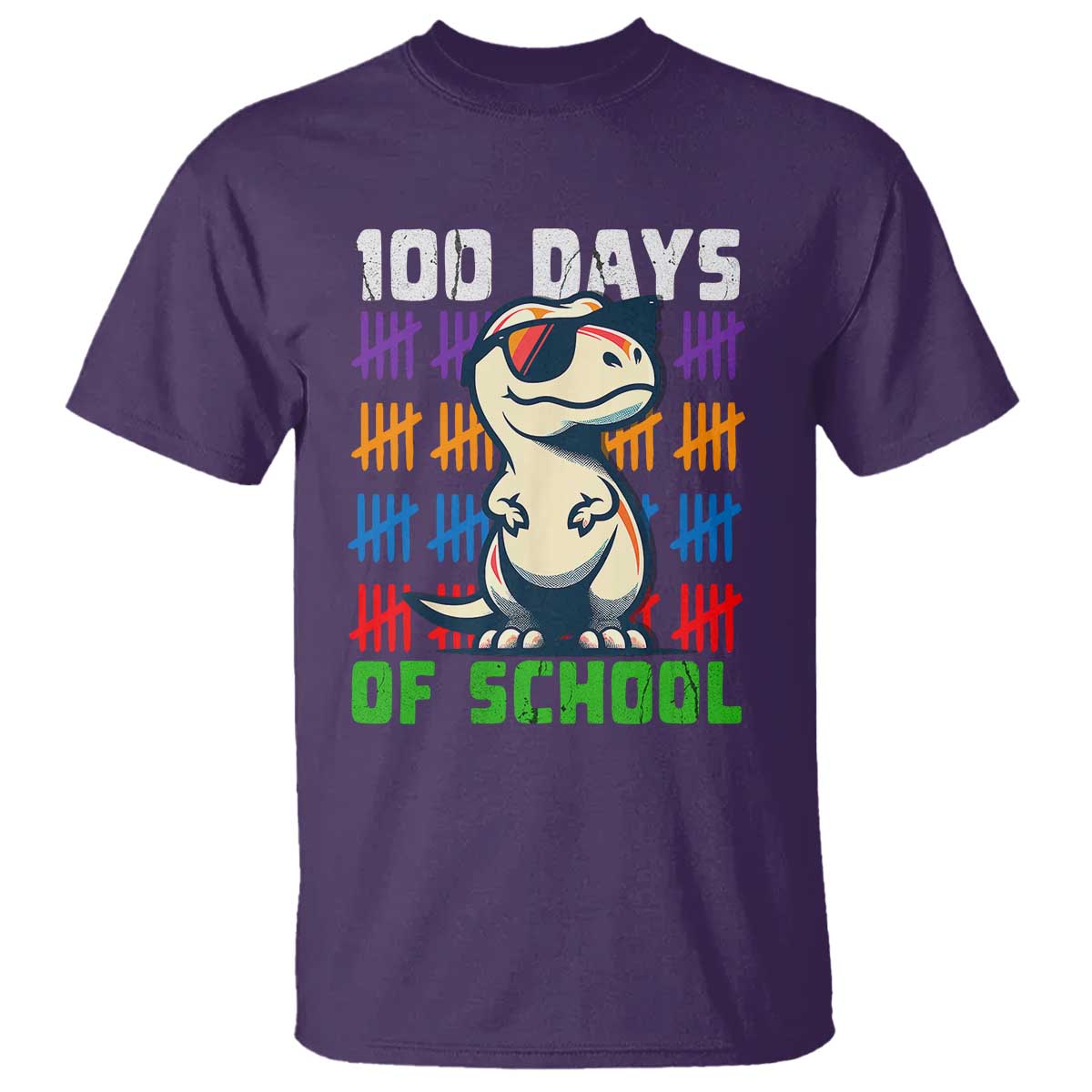 100 Days of School 100th Day Dino T Shirt TS10 Purple Print Your Wear