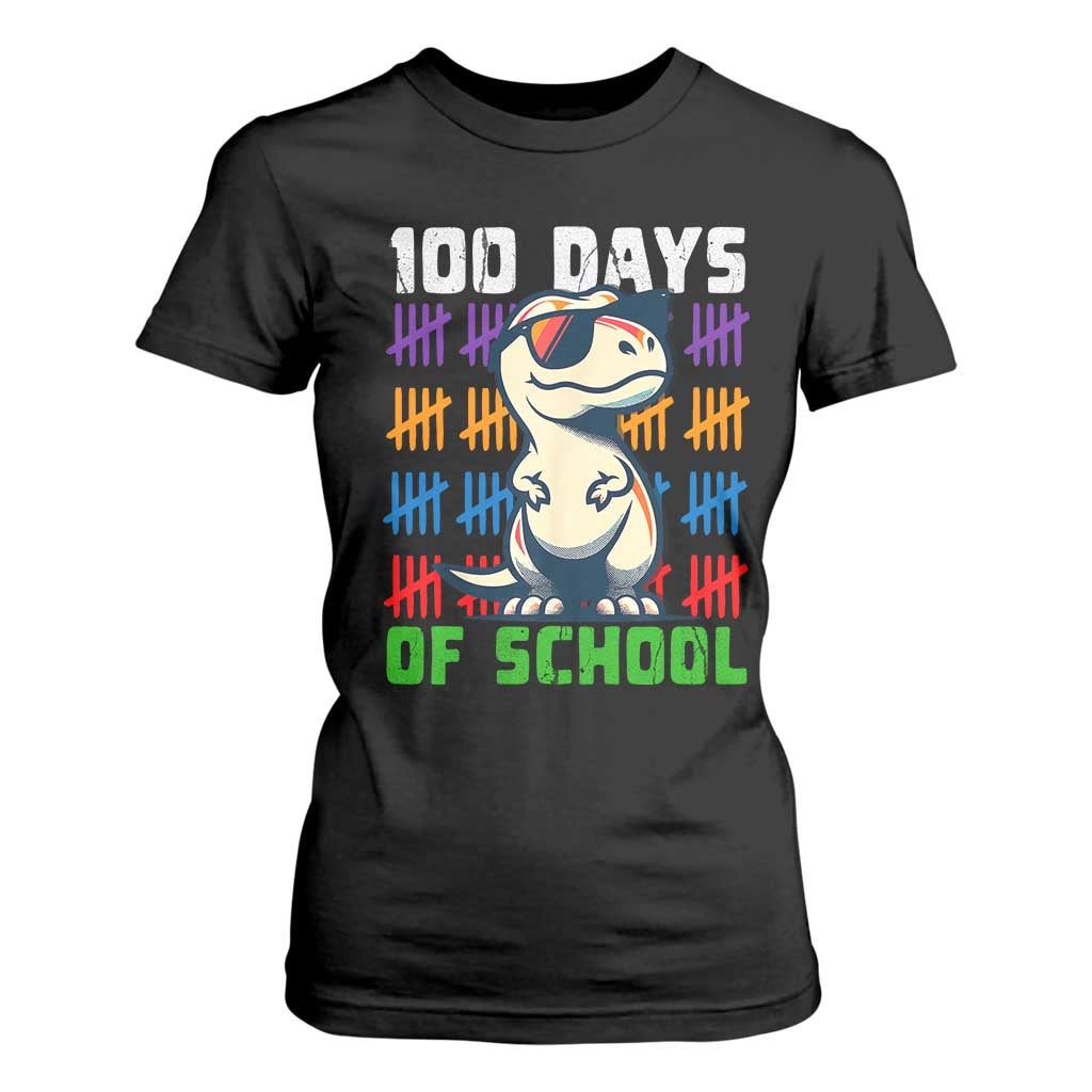 100 Days of School 100th Day Dino T Shirt For Women TS10 Black Print Your Wear