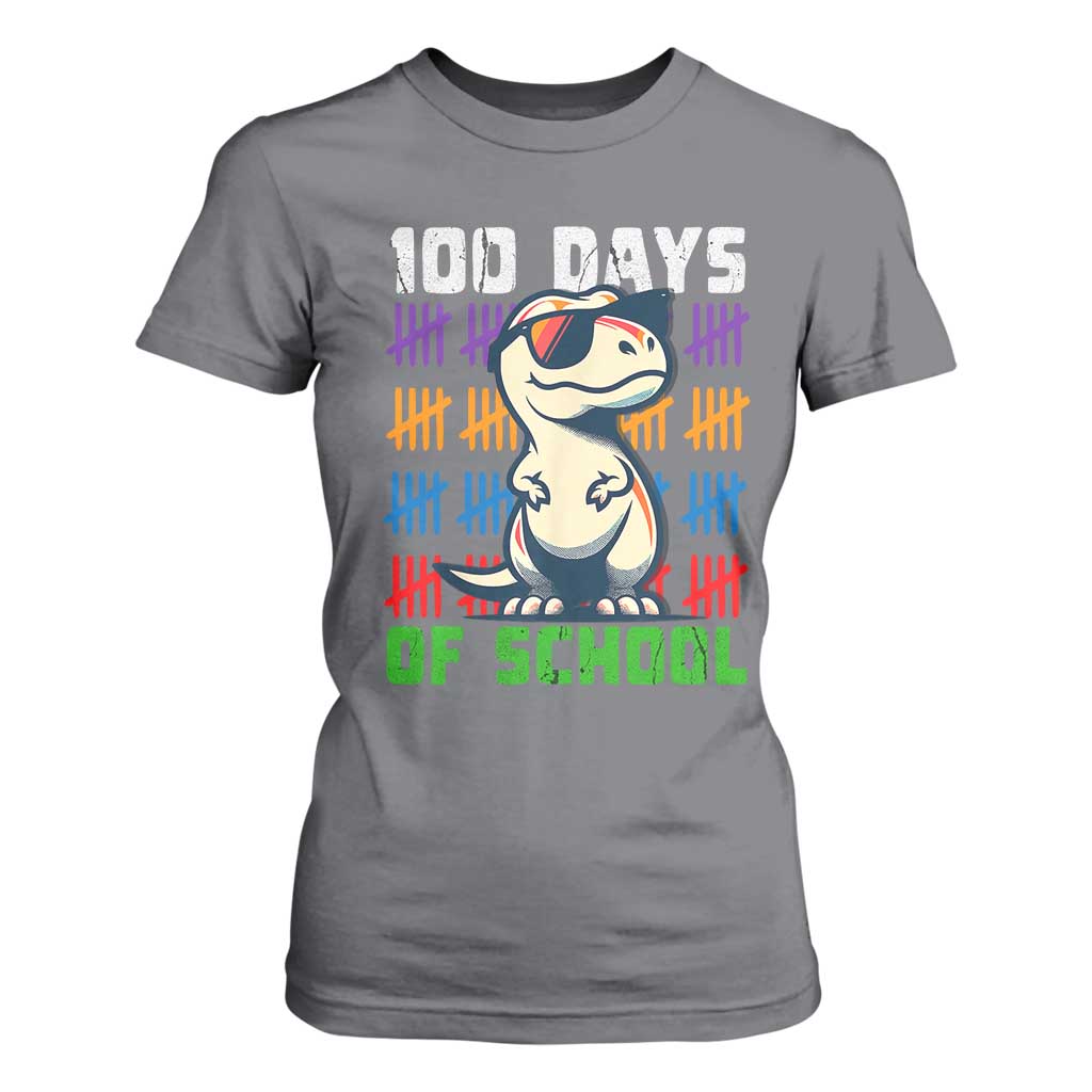 100 Days of School 100th Day Dino T Shirt For Women TS10 Charcoal Print Your Wear