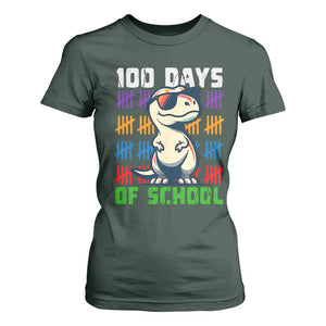 100 Days of School 100th Day Dino T Shirt For Women TS10 Dark Forest Green Print Your Wear