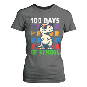 100 Days of School 100th Day Dino T Shirt For Women TS10 Dark Heather Print Your Wear