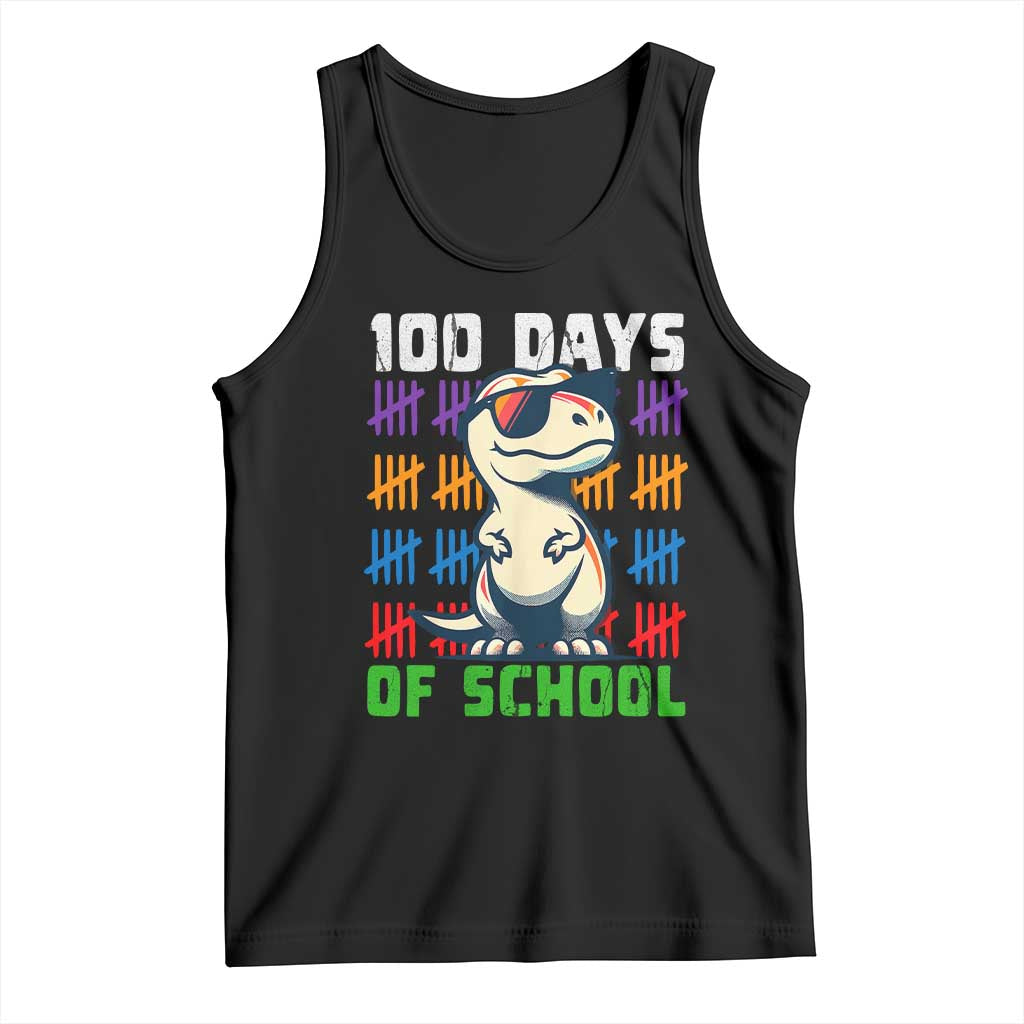 100 Days of School 100th Day Dino Tank Top TS10 Black Print Your Wear