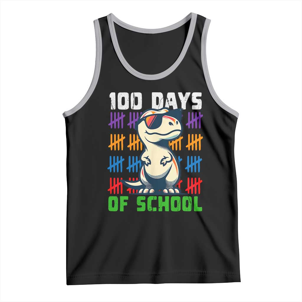 100 Days of School 100th Day Dino Tank Top TS10 Black Athletic Heather Print Your Wear