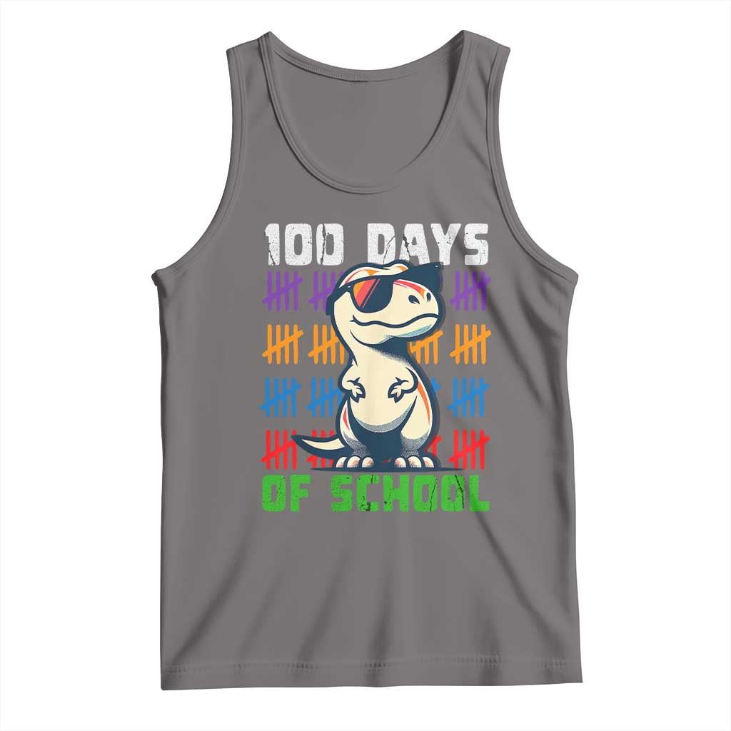 100 Days of School 100th Day Dino Tank Top TS10 Deep Heather Print Your Wear