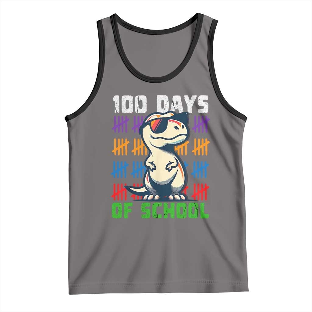 100 Days of School 100th Day Dino Tank Top TS10 Deep Heather Black Print Your Wear