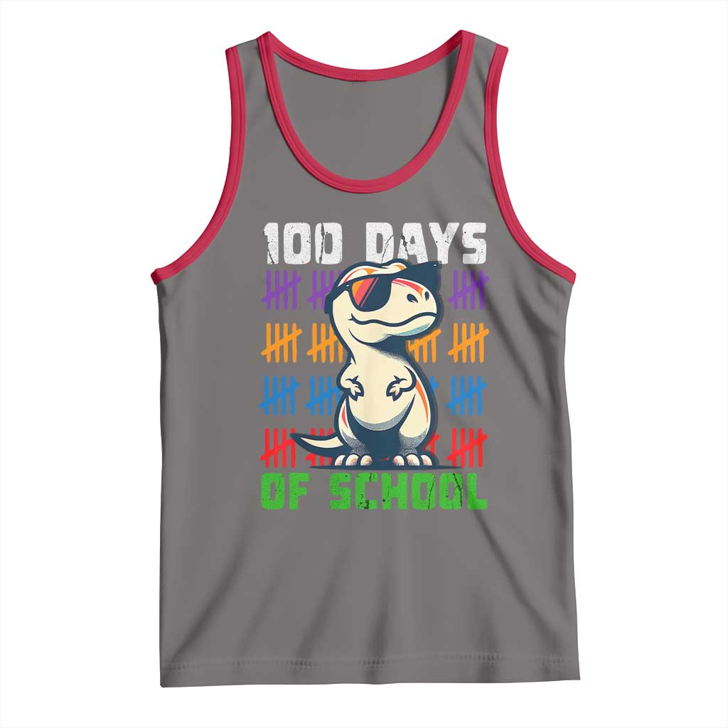 100 Days of School 100th Day Dino Tank Top TS10 Deep Heather Red Print Your Wear