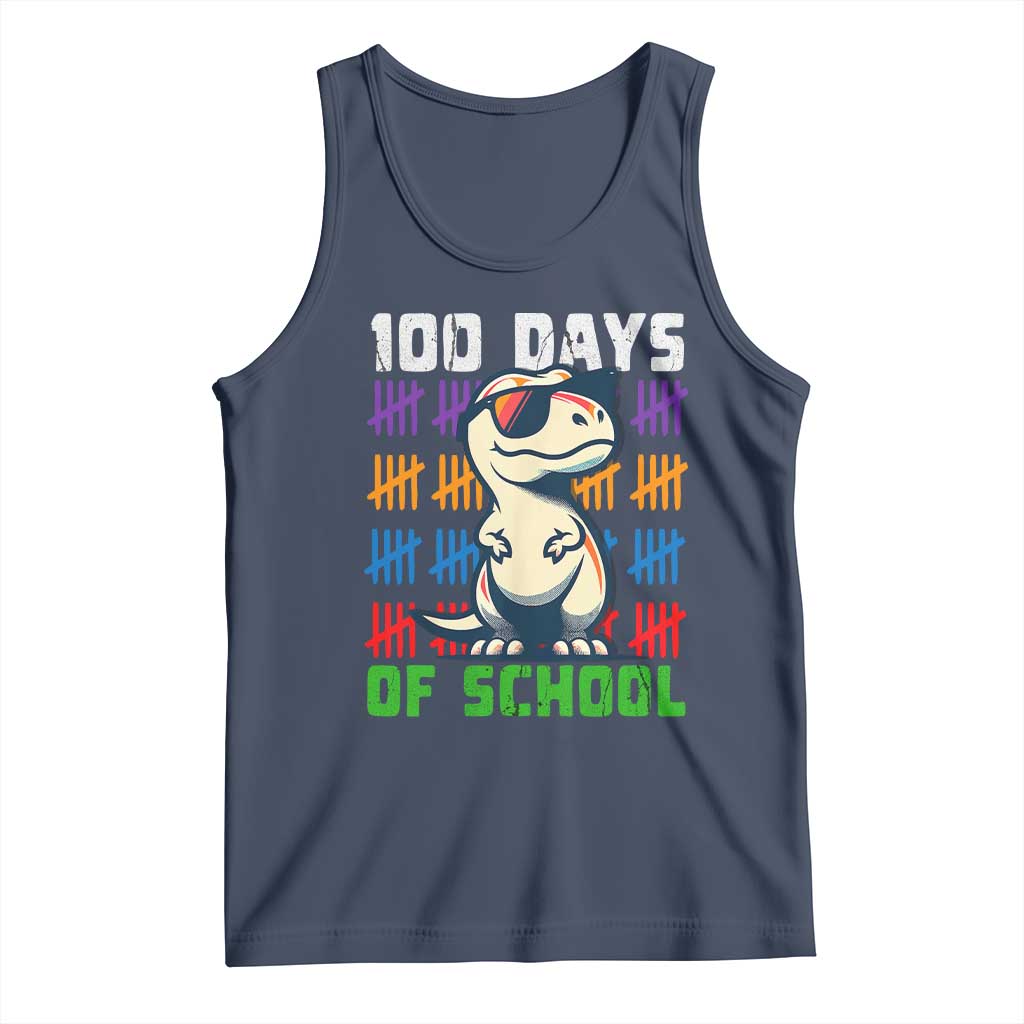 100 Days of School 100th Day Dino Tank Top TS10 Navy Print Your Wear