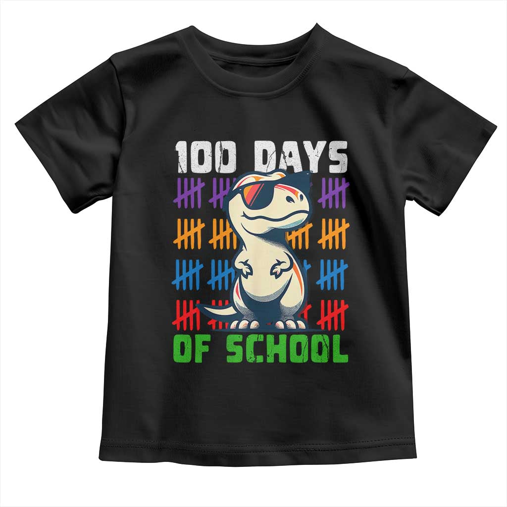 100 Days of School 100th Day Dino Toddler T Shirt TS10 Black Print Your Wear