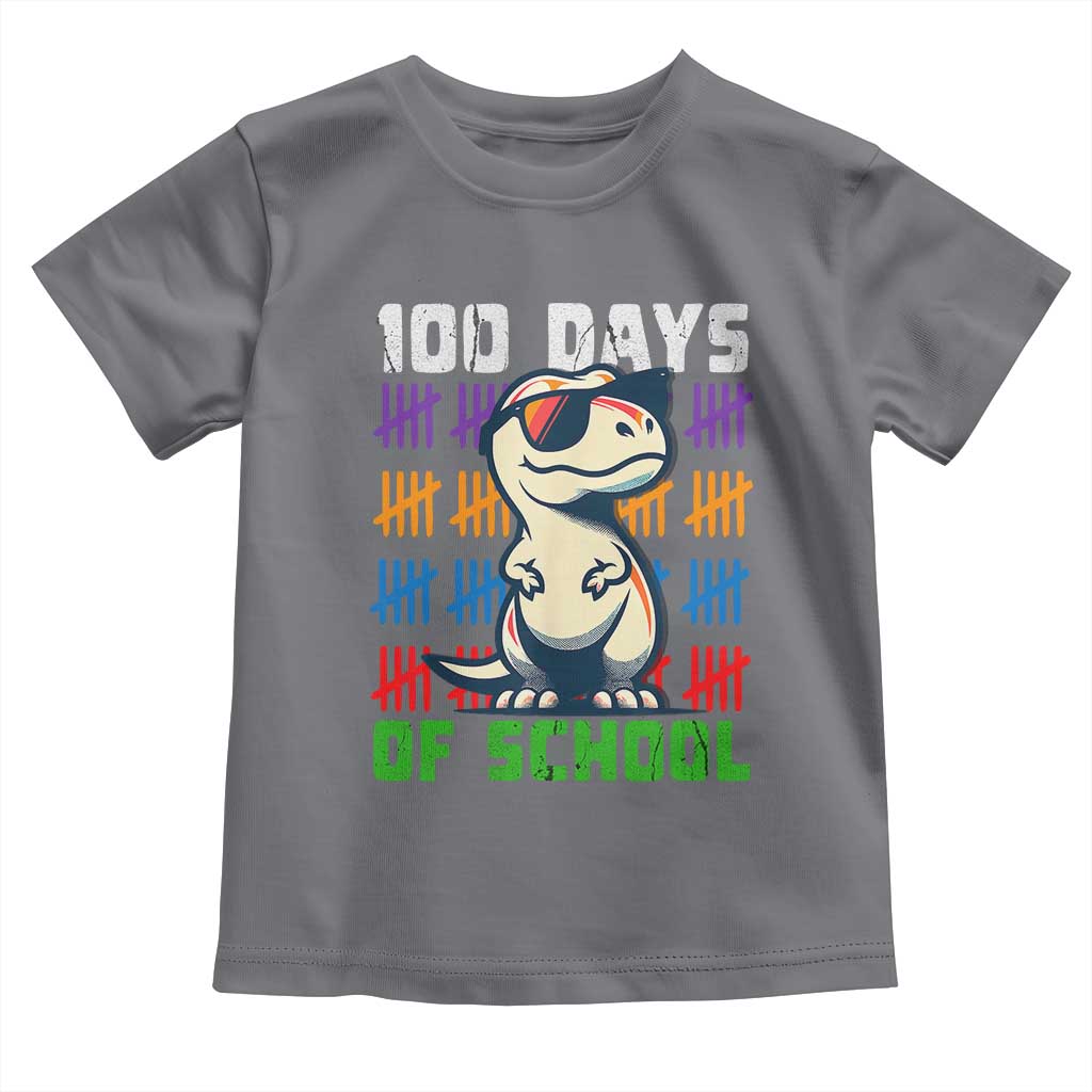 100 Days of School 100th Day Dino Toddler T Shirt TS10 Charcoal Print Your Wear