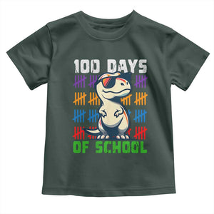100 Days of School 100th Day Dino Toddler T Shirt TS10 Dark Forest Green Print Your Wear