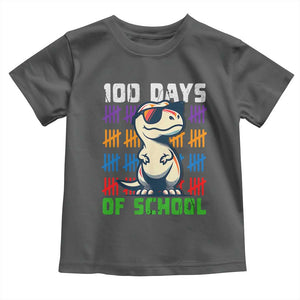 100 Days of School 100th Day Dino Toddler T Shirt TS10 Dark Heather Print Your Wear