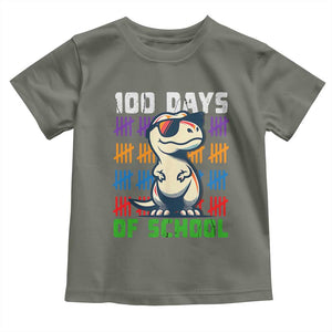 100 Days of School 100th Day Dino Toddler T Shirt TS10 Military Green Print Your Wear
