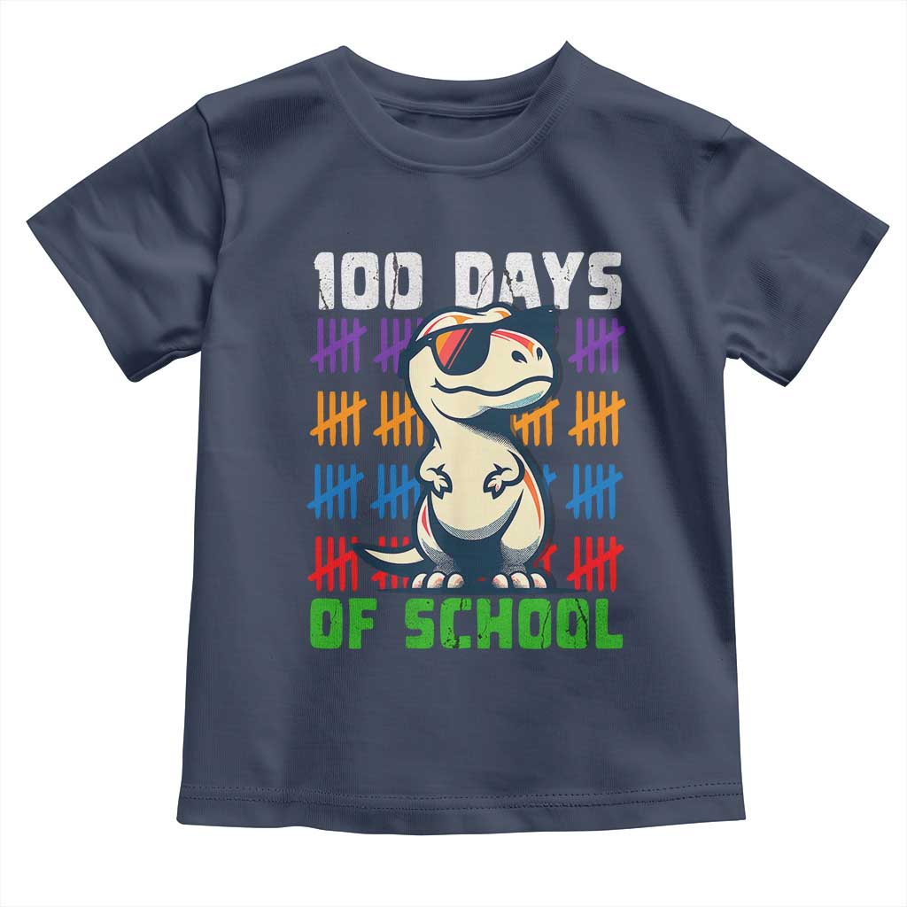 100 Days of School 100th Day Dino Toddler T Shirt TS10 Navy Print Your Wear