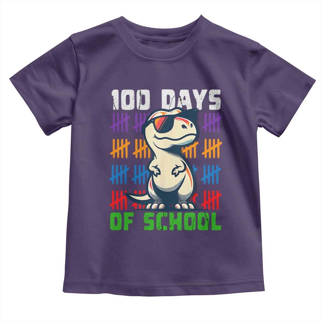 100 Days of School 100th Day Dino Toddler T Shirt TS10 Purple Print Your Wear