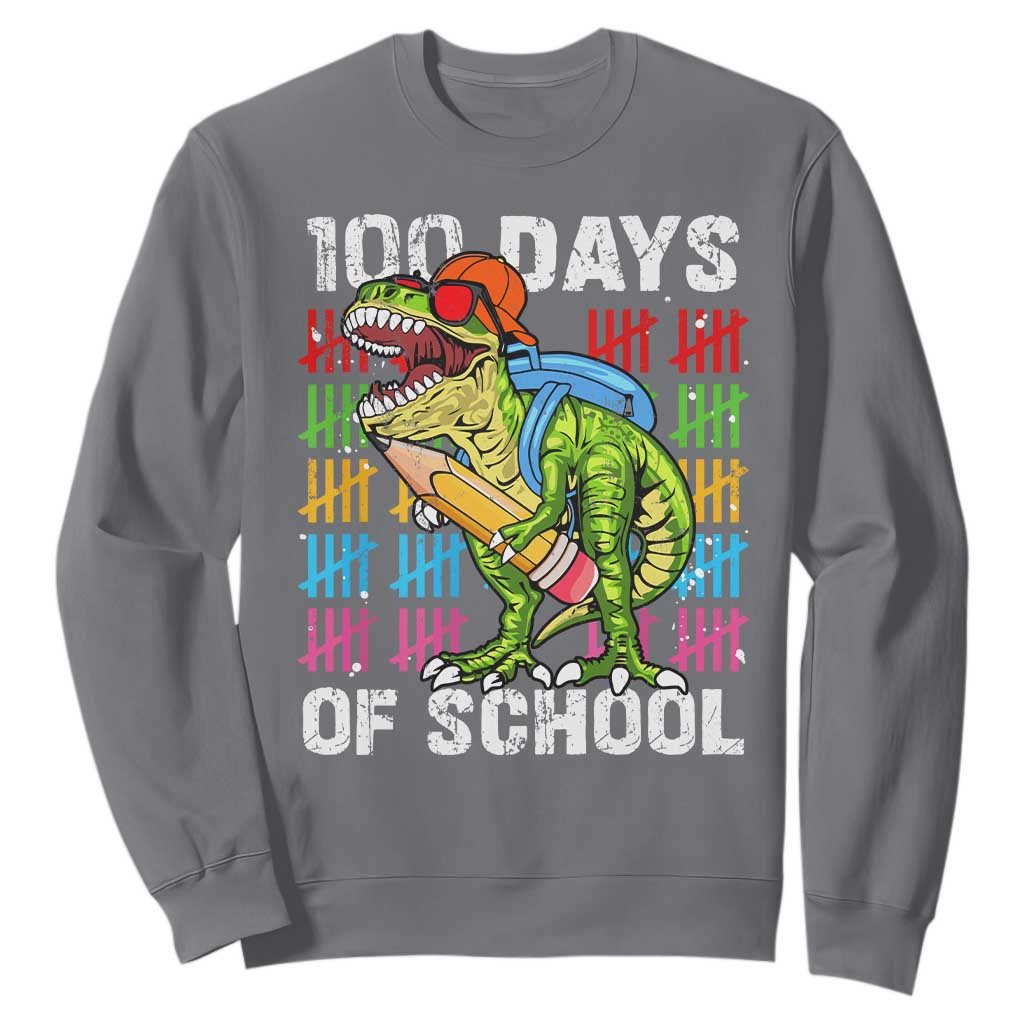 100th Day Of School Sweatshirt 100 Days Dino Dinosaur TS10 Charcoal Print Your Wear
