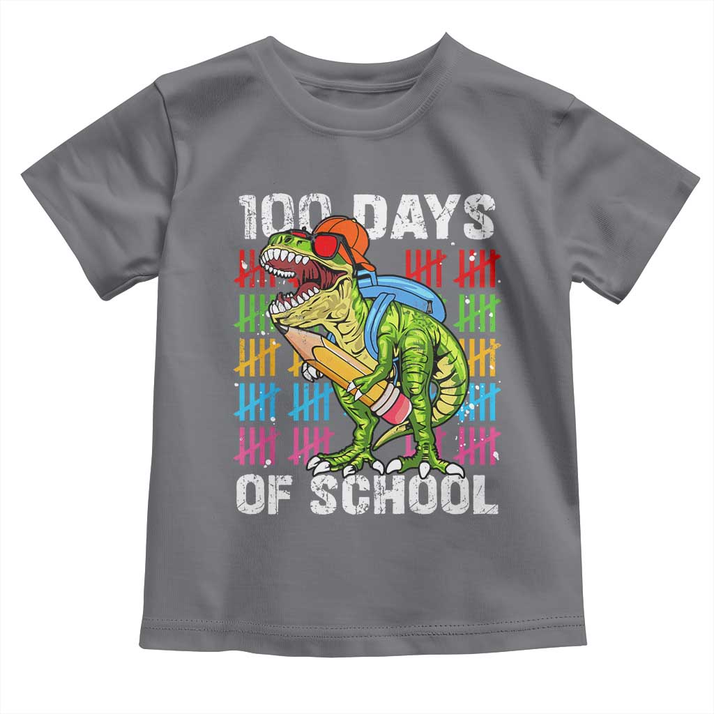 100th Day Of School Toddler T Shirt 100 Days Dino Dinosaur TS10 Charcoal Print Your Wear