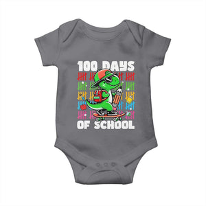 100 Days of School 100th Day Dino Baby Onesie Trex Dino Skateboard Skateboarding Boys Gift TS10 Charcoal Print Your Wear