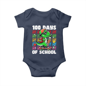 100 Days of School 100th Day Dino Baby Onesie Trex Dino Skateboard Skateboarding Boys Gift TS10 Navy Print Your Wear
