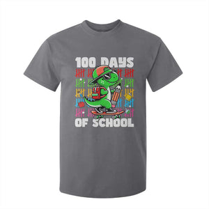 100 Days of School 100th Day Dino T Shirt For Kid Trex Dino Skateboard Skateboarding Boys Gift TS10 Charcoal Print Your Wear