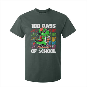 100 Days of School 100th Day Dino T Shirt For Kid Trex Dino Skateboard Skateboarding Boys Gift TS10 Dark Forest Green Print Your Wear