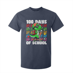 100 Days of School 100th Day Dino T Shirt For Kid Trex Dino Skateboard Skateboarding Boys Gift TS10 Navy Print Your Wear