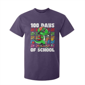 100 Days of School 100th Day Dino T Shirt For Kid Trex Dino Skateboard Skateboarding Boys Gift TS10 Purple Print Your Wear