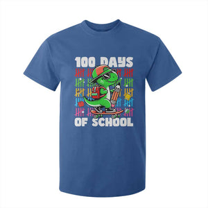 100 Days of School 100th Day Dino T Shirt For Kid Trex Dino Skateboard Skateboarding Boys Gift TS10 Royal Blue Print Your Wear