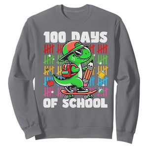 100 Days of School 100th Day Dino Sweatshirt Trex Dino Skateboard Skateboarding Boys Gift TS10 Charcoal Print Your Wear