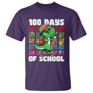 100 Days of School 100th Day Dino T Shirt Trex Dino Skateboard Skateboarding Boys Gift TS10 Purple Print Your Wear