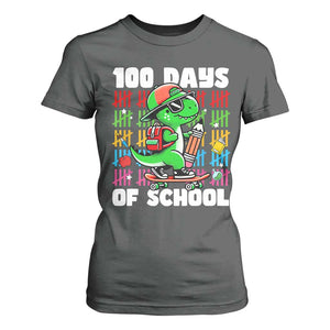 100 Days of School 100th Day Dino T Shirt For Women Trex Dino Skateboard Skateboarding Boys Gift TS10 Dark Heather Print Your Wear