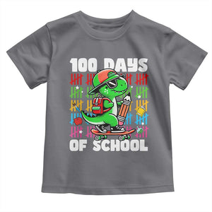 100 Days of School 100th Day Dino Toddler T Shirt Trex Dino Skateboard Skateboarding Boys Gift TS10 Charcoal Print Your Wear