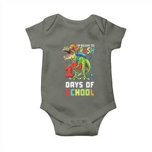 Ready To Crush 100 Days Of School Baby Onesie T Rex Dinosaur Boys TS10 Military Green Print Your Wear