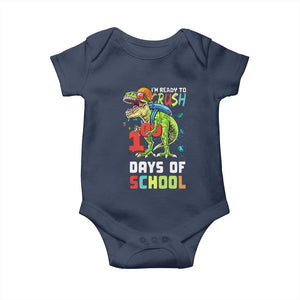 Ready To Crush 100 Days Of School Baby Onesie T Rex Dinosaur Boys TS10 Navy Print Your Wear