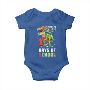 Ready To Crush 100 Days Of School Baby Onesie T Rex Dinosaur Boys TS10 Royal Blue Print Your Wear