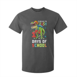 Ready To Crush 100 Days Of School T Shirt For Kid T Rex Dinosaur Boys TS10 Dark Heather Print Your Wear
