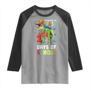 Ready To Crush 100 Days Of School Raglan Shirt T Rex Dinosaur Boys TS10 Sport Gray Black Print Your Wear