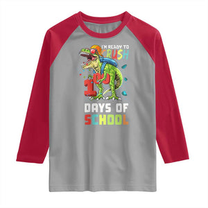 Ready To Crush 100 Days Of School Raglan Shirt T Rex Dinosaur Boys TS10 Sport Gray Red Print Your Wear