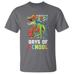 Ready To Crush 100 Days Of School T Shirt T Rex Dinosaur Boys TS10 Charcoal Print Your Wear