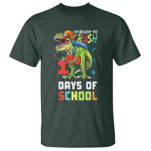 Ready To Crush 100 Days Of School T Shirt T Rex Dinosaur Boys TS10 Dark Forest Green Print Your Wear