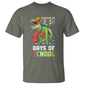 Ready To Crush 100 Days Of School T Shirt T Rex Dinosaur Boys TS10 Military Green Print Your Wear