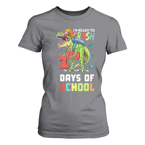 Ready To Crush 100 Days Of School T Shirt For Women T Rex Dinosaur Boys TS10 Charcoal Print Your Wear