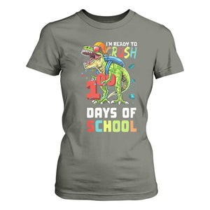 Ready To Crush 100 Days Of School T Shirt For Women T Rex Dinosaur Boys TS10 Military Green Print Your Wear